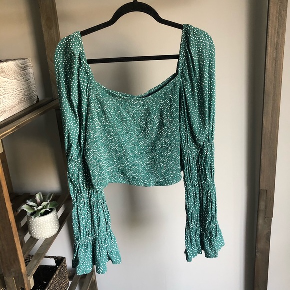 Blue Rain Tops - Blue Rain Green White Polk-A-Dot Long Sleeve